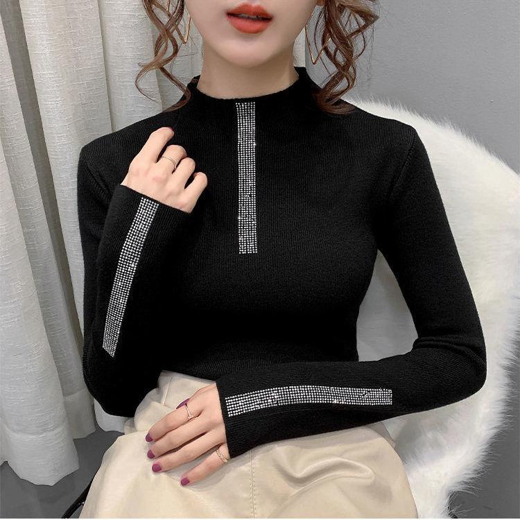 Women's Sweaters Mock Neck Sweater Women Autumn Winter Fashion Rhinestone Korean Long Sleeve Slim Pullover Soft Warm Knitwear Basic Tops, White;black
Women's Sweaters Mock Neck Sweater Women Autumn Winter Fashion Rhinestone Korean Long Sleeve Slim Pullover Soft Warm Knitwear Basic Tops, White;black