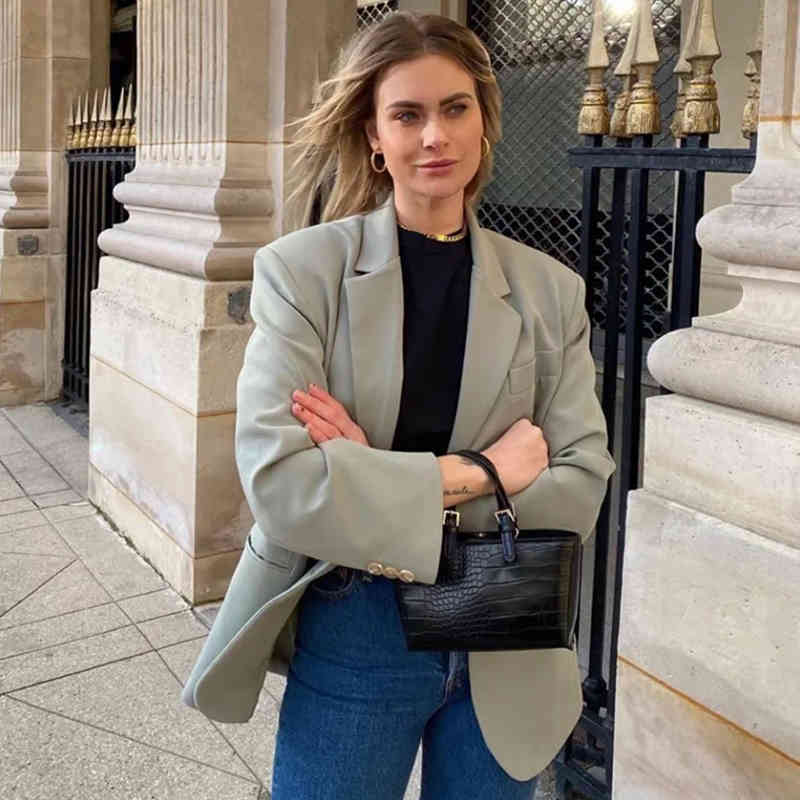 Foridol women casual blazer jacket women long sleeve autumn winter office lady blazer jacket coat oversize outfit 210415