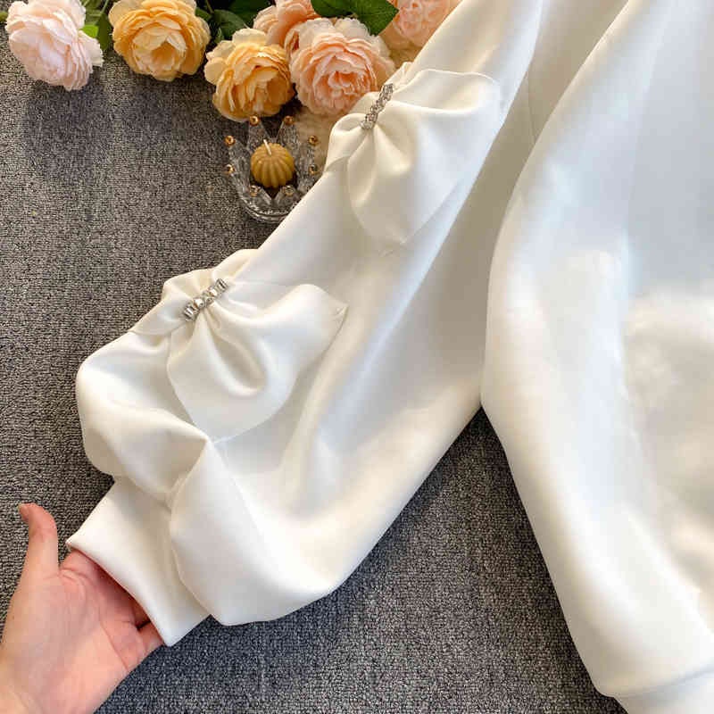 Nomikuma Korean Diamonds Bowknot Pullover Sweatshirt Causal Long Sleeve O-neck Hoodies Spring New Sweet Women Jumper 6E145 210427