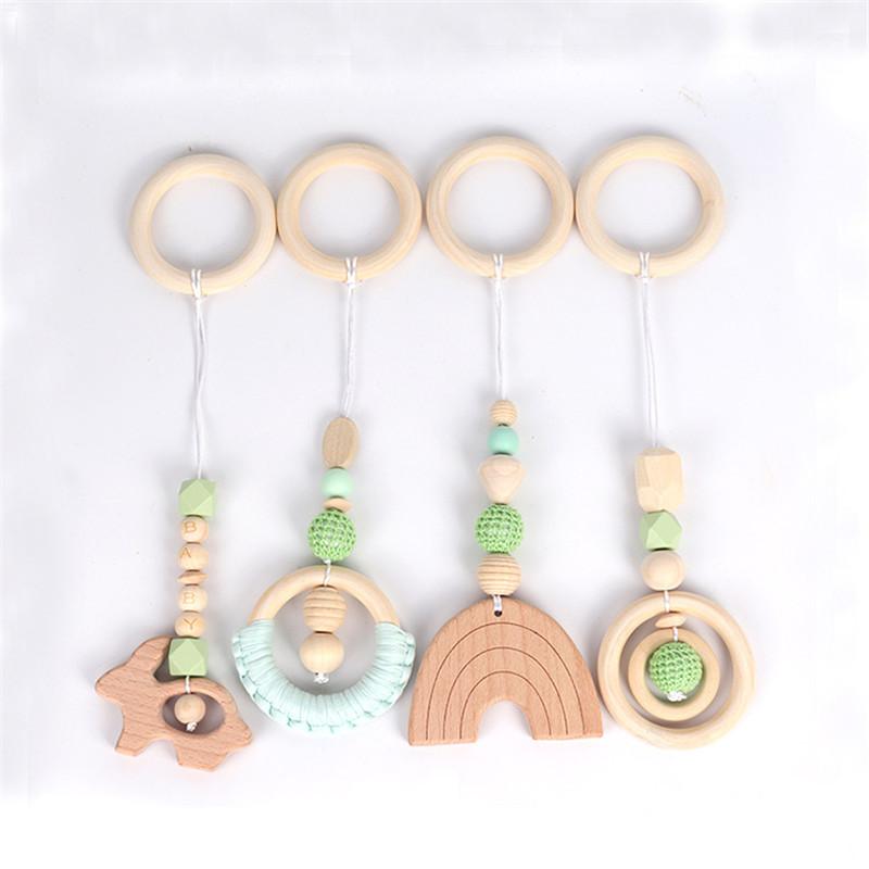 Decorative Objects & Figurines 4 Pieces/set Wooden Baby Rattle Toys Gym Play Rack Hanging Decor Ornaments Kids Room Pendant Decoration Gifts