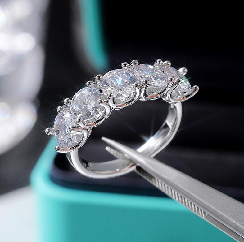 2024 Zircon Sier Ring, 6mm Round Cut Women's Wedding Band