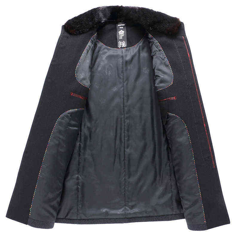 PFHQ Winter Men's Woolen Middle-aged And Elderly Business Casual Solid Color Thickened Stand Collar Trench Coat 21A5424 211122