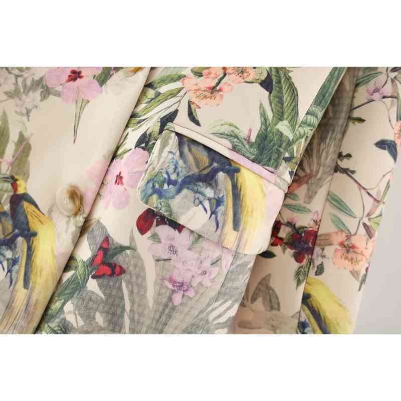 vintage women elegant floral blazers fashion ladies slim long jackets suit casual female chic jacket suits girls cute 210527