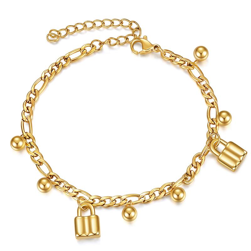 Color Titanium Steel Lock Bead Pendants Link Chain Bracelets For Women Ladies Trendy Jewelry Gift Drop Link, от DHgate WW