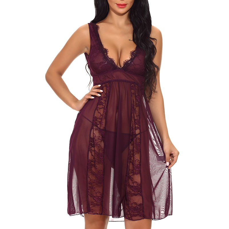 2 pcs set european and american thin transparent skirt style lace perspective sling pajamas, Red;black
2 pcs set european and american thin transparent skirt style lace perspective sling pajamas, Red;black