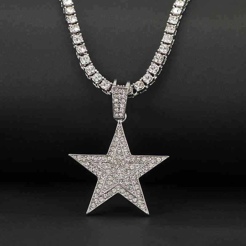 Fashion Iced Out Pendant Pentagram Necklace Clothes Tennis Chain Hip Hop Jewellery For Men Women Gift, Silver
Fashion Iced Out Pendant Pentagram Necklace Clothes Tennis Chain Hip Hop Jewellery For Men Women Gift, Silver