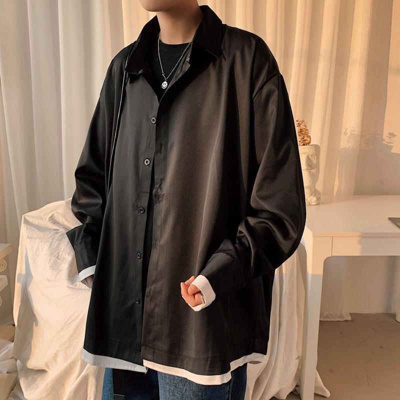Men's Casual Shirts Long-sleeved Shirt 2021 Spring And Summer Solid Color Loose Young Personality Trend Clothing, Black
Men's Casual Shirts Long-sleeved Shirt 2021 Spring And Summer Solid Color Loose Young Personality Trend Clothing, Black