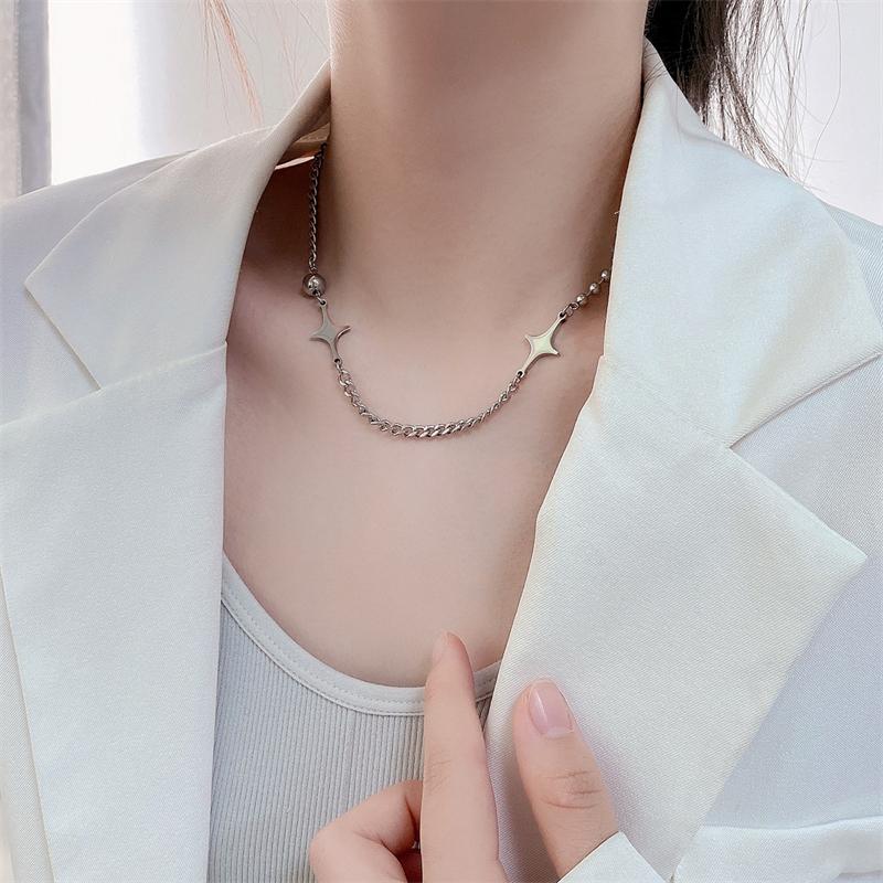 Chains BanFu Personality Girls Cool Stainless Steel Chain Choker Beads Star Charm Necklace For Women Hip Hop Punk Jewelry Collier, Silver
Chains BanFu Personality Girls Cool Stainless Steel Chain Choker Beads Star Charm Necklace For Women Hip Hop Punk Jewelry Collier, Silver