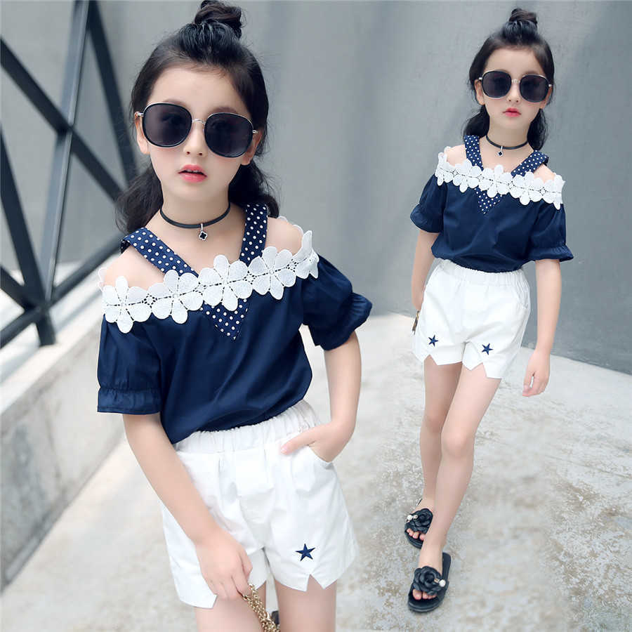 Girl Clothes Sets Summer Child Baby off shoulder T shirt+Bow Short Pants 2pcs Kids Outfits Set 8 9 10 12 Years P0831, As picture
Girl Clothes Sets Summer Child Baby off shoulder T shirt+Bow Short Pants 2pcs Kids Outfits Set 8 9 10 12 Years P0831, As picture