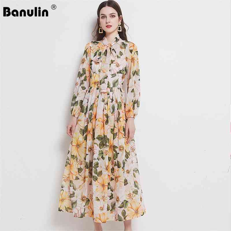 Banulin Summer Runway Long Chiffon Dress Women Bow Collar Lantern Sleeve Floral Print Holiday Party Elegant Maxi 210603, Yellow
Banulin Summer Runway Long Chiffon Dress Women Bow Collar Lantern Sleeve Floral Print Holiday Party Elegant Maxi 210603, Yellow
