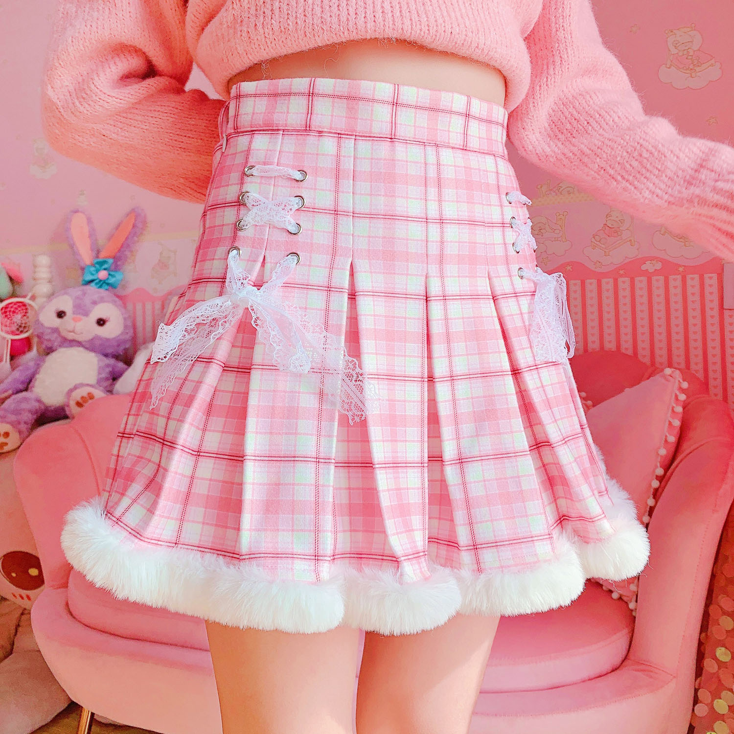 Winter Kawaii Pleated Mini Skirt Women Korean Fashion Plaid Cute Lace Cosplay School Gilr Lolita Female Warm Short Tutu Skirts, Pink
Winter Kawaii Pleated Mini Skirt Women Korean Fashion Plaid Cute Lace Cosplay School Gilr Lolita Female Warm Short Tutu Skirts, Pink