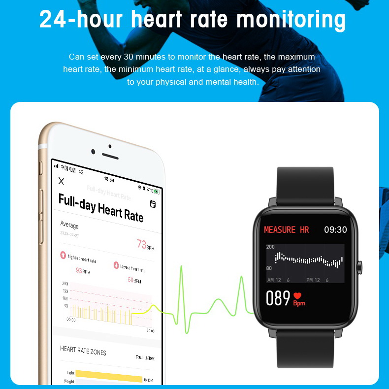 Women Smart Watch IP67 Waterproof Fitness Sport Watches P22 Heart Rate Tracker Call/Message Reminder Clock Hours Bluetooth Smartwatch For Android iOS