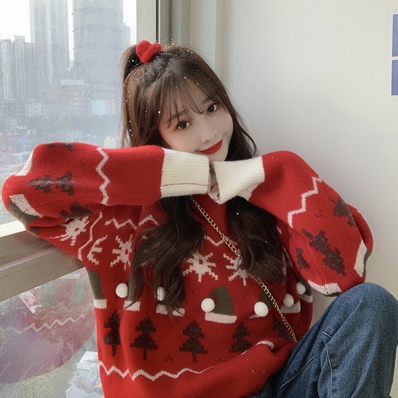 Paris Girl Christmas Sweater Women Knitted Jumper Pullover Female Kerst Snowflake Warm Winter Ladies Korean Loose 210524, White
Paris Girl Christmas Sweater Women Knitted Jumper Pullover Female Kerst Snowflake Warm Winter Ladies Korean Loose 210524, White