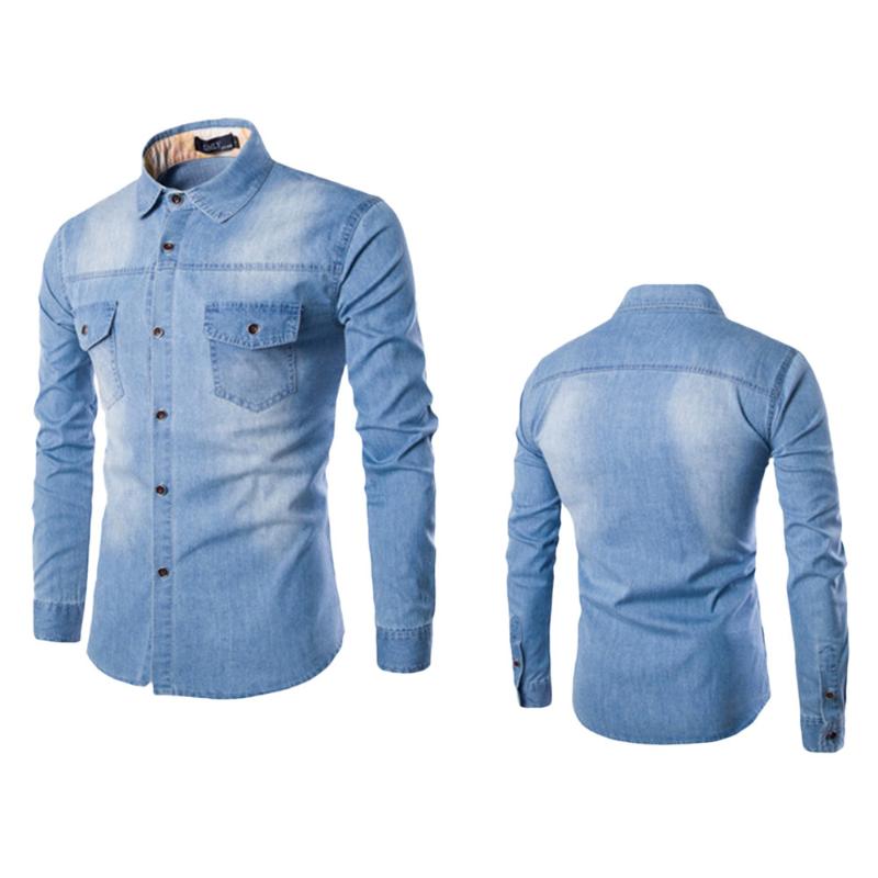 Men039s TShirts Longsleeved Shirt Men Autumn Trend Jacket Casual Fashion Slim Fit Denim Cotton Long Sleeve Top Blouse