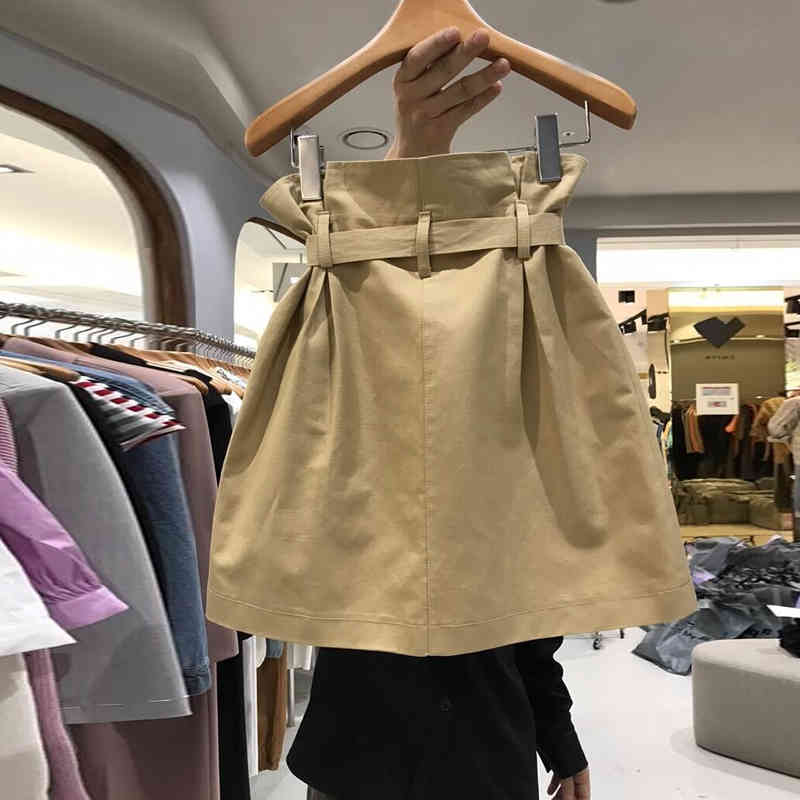 Nomikuma Safari Style Double Pocket Woman Skirts Zipper Belt High Waist Mini A-line Skirt Spring Summer Mujer Faldas 6G670 210427