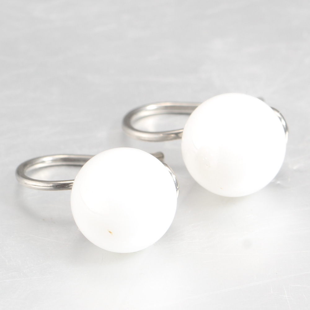 Women Dangle Ceramic Ball Steel Hook Earrings Eardrops Wedding Party Jewelry