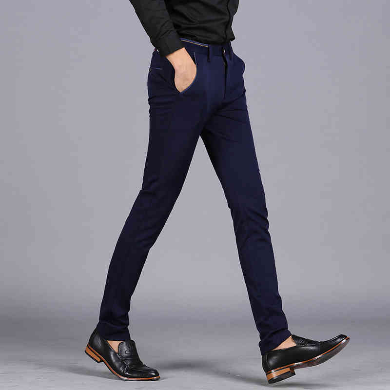 Spring Non-Iron Dress Men Classic Pants Fashion Business Chino Pant Male Stretch Slim Fit Elastic Long Casual Black Trouser 210518