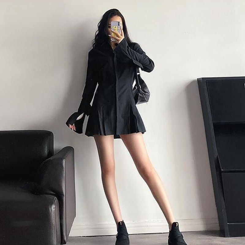 Summer Shirts Dress for Women Clothing Sexy Single Breasted Solid Color Mini Plus Size Female Derss Robe Femme 13854 210508