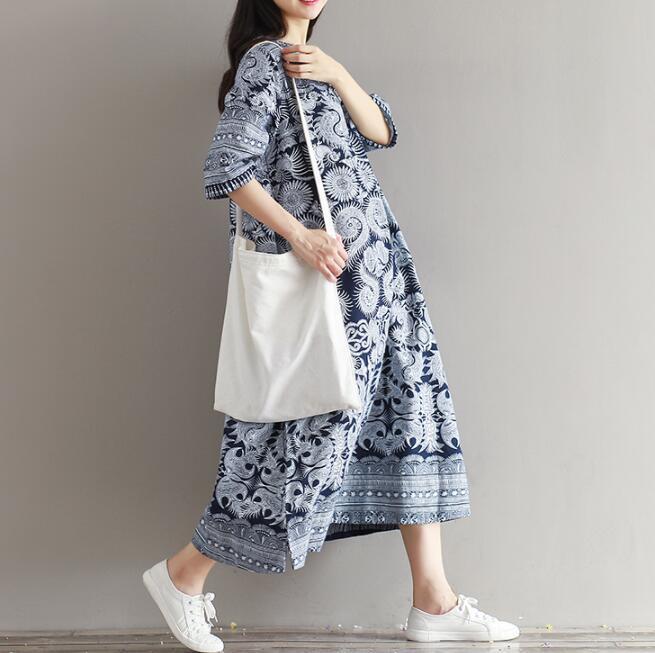 Summer Print Party Dress Women Elegant Button Down Long Shirt Dress Casual Long Sleeve Maxi Beach Dress Y0118