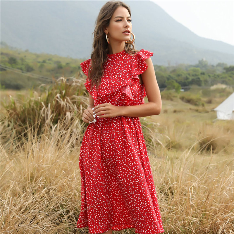 2021 new summer dot print dress women casual butterfly sleeve ruffles medium long chiffon dress, Black;gray
2021 new summer dot print dress women casual butterfly sleeve ruffles medium long chiffon dress, Black;gray