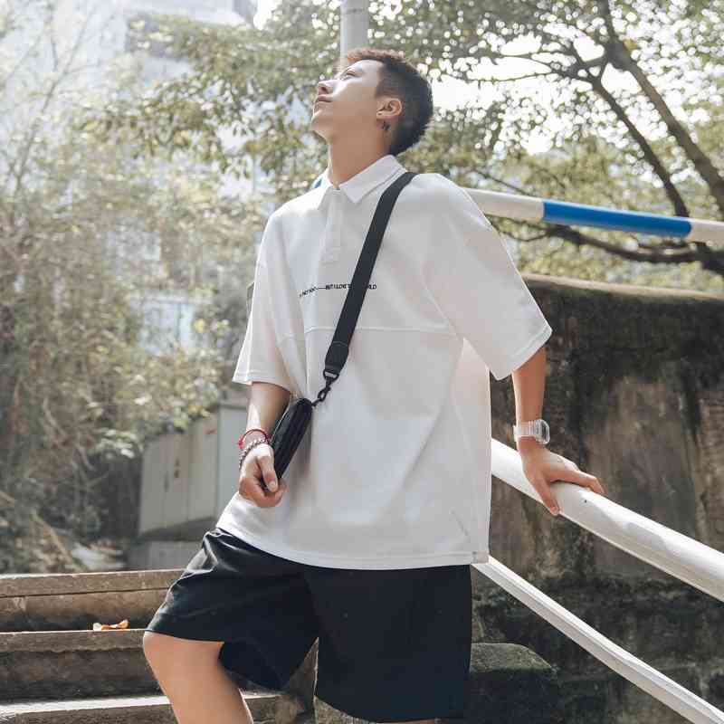 Day 49 summer embroidered letters short polo men's half sleeve tide brand Lapel casual T-shirt, White
Day 49 summer embroidered letters short polo men's half sleeve tide brand Lapel casual T-shirt, White