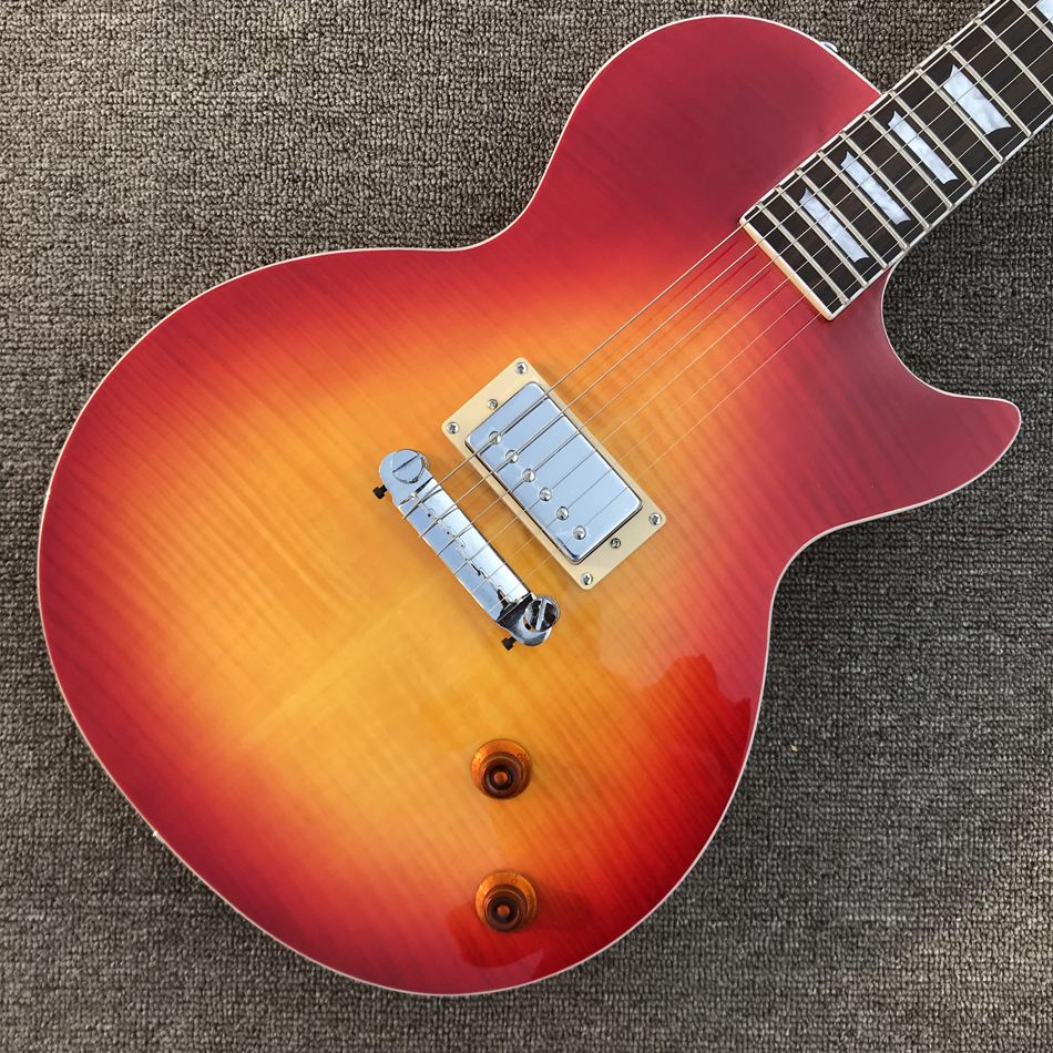 Rosewood fingerboard electric guitar, Chrome hardware, Cherry burst color, A piece of pickup, Solid mahogany body guitar
Rosewood fingerboard electric guitar, Chrome hardware, Cherry burst color, A piece of pickup, Solid mahogany body guitar