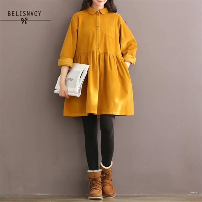 Robe Femme High Quality Autumn Winter Women Corduroy Dress Long Sleeve Mori Girl Peter Pan Collar Vintage Vestidos 210520, Blue
Robe Femme High Quality Autumn Winter Women Corduroy Dress Long Sleeve Mori Girl Peter Pan Collar Vintage Vestidos 210520, Blue
