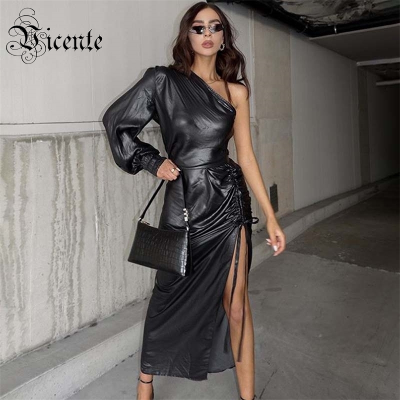 Trendy Black Long Dress Sexy One Shoulder Draped Design Celebrity Party Club PU Vestido 210520
Trendy Black Long Dress Sexy One Shoulder Draped Design Celebrity Party Club PU Vestido 210520
