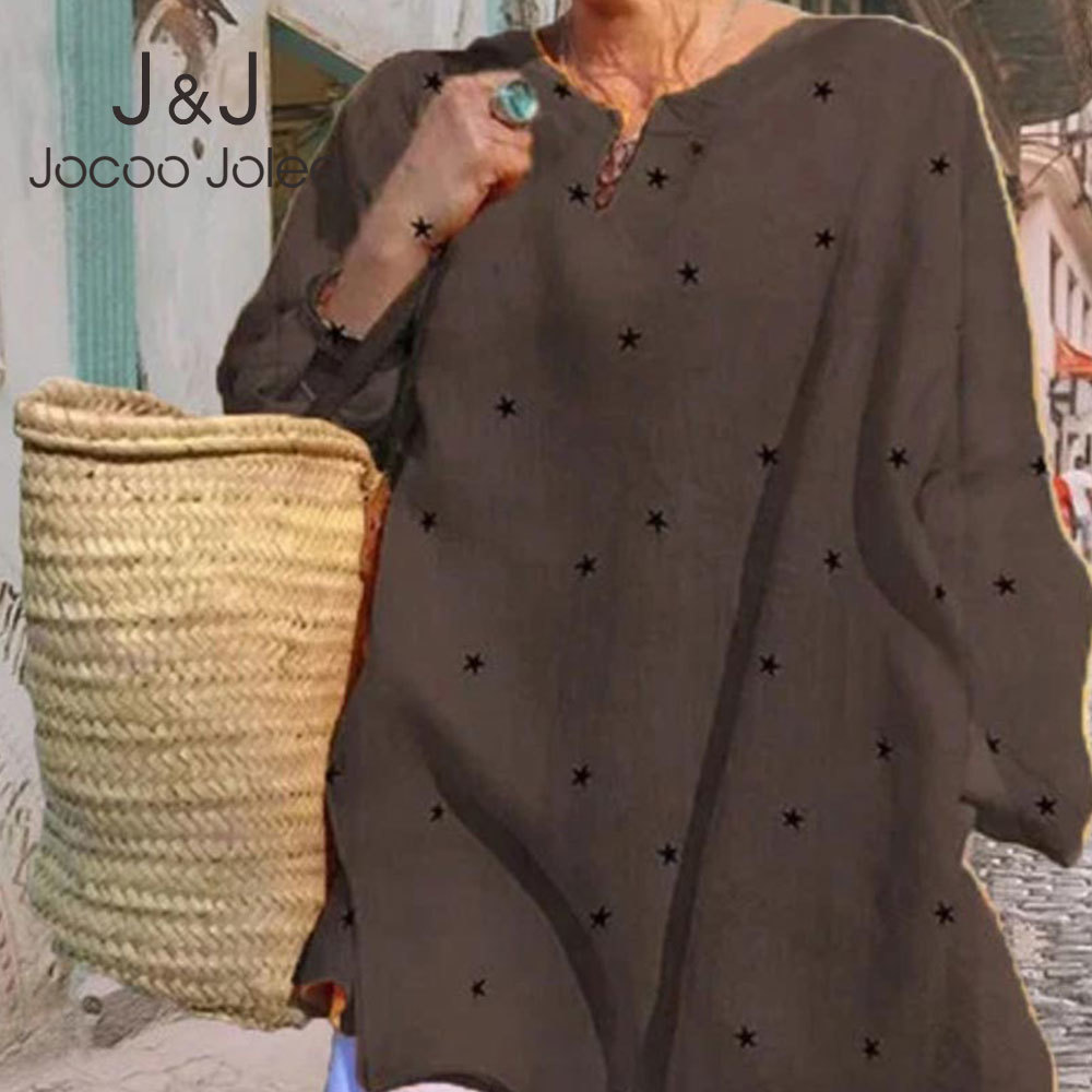 Jocoo Jolee Long Sleeve V Neck Stars Print Loose Blouse Casual Oversized Shirt Elegant Tops Ladies Clothing 210518, As photo
Jocoo Jolee Long Sleeve V Neck Stars Print Loose Blouse Casual Oversized Shirt Elegant Tops Ladies Clothing 210518, As photo