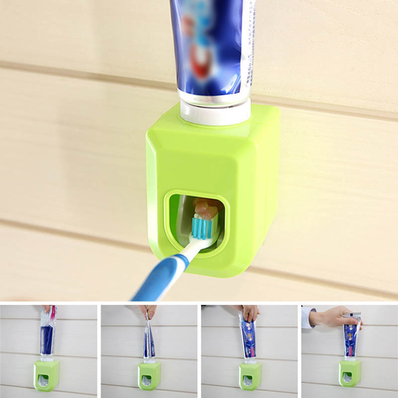 1Pcs Bathroom Accessories Wall Mount Hands Free Squeeze Out Automatic Squeezer 4 Colors Toothpaste Dispenser Automatic Portable