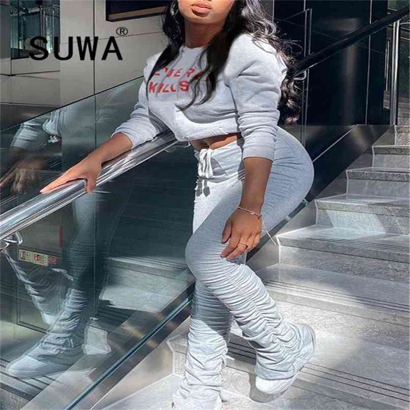 Tracksuit Women Two Piece Outfits Long Sleeve Letter Printed Sweatshirt Top High Waisted Skinny Stacked Pants Korean Style 210525, Gray
Tracksuit Women Two Piece Outfits Long Sleeve Letter Printed Sweatshirt Top High Waisted Skinny Stacked Pants Korean Style 210525, Gray