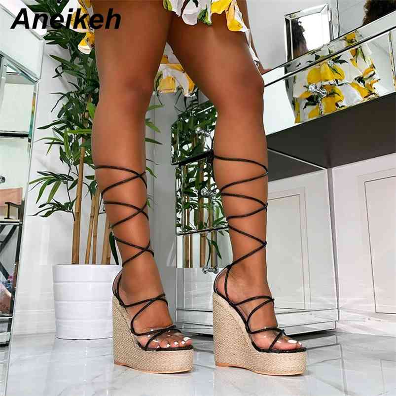 Aneikeh Leisure PVC Sandal Women Transparent Sandals Lace-Up Wedges High Heels Thin Belt Solid Black Gold Party Daily Size 35-42 210521
Aneikeh Leisure PVC Sandal Women Transparent Sandals Lace-Up Wedges High Heels Thin Belt Solid Black Gold Party Daily Size 35-42 210521