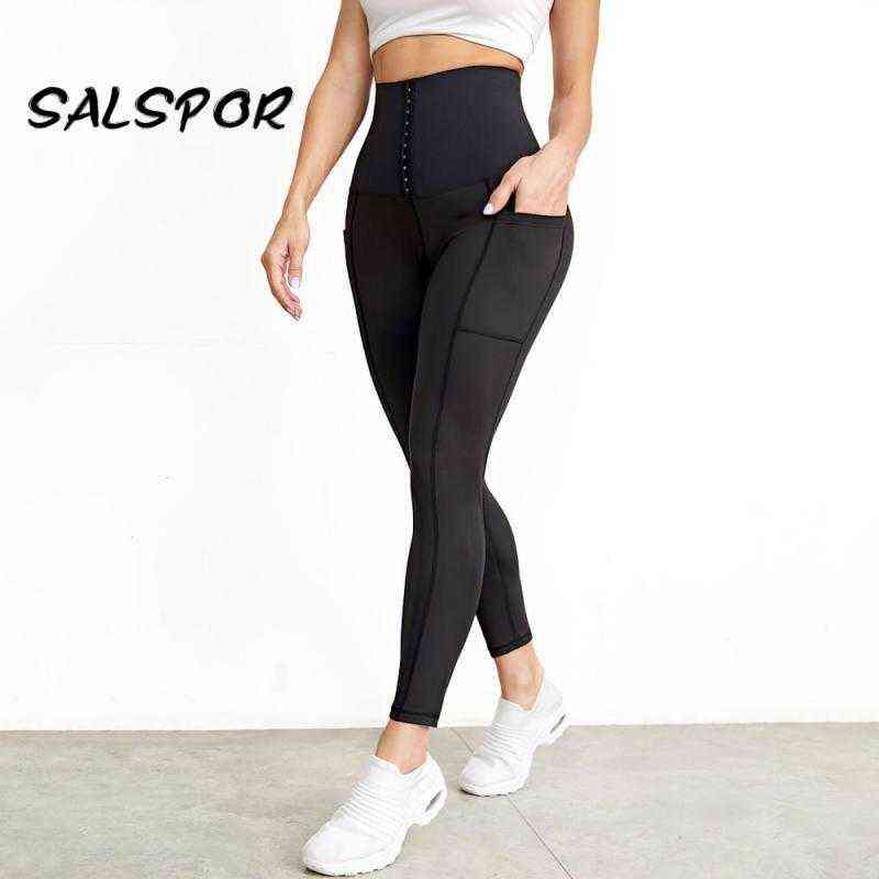 SALSPOR Workout Women Fitness Leggings with Pocket High Waist Butt Lifting Legging Puhs Up Sexy Black Activewear Athletic 211204