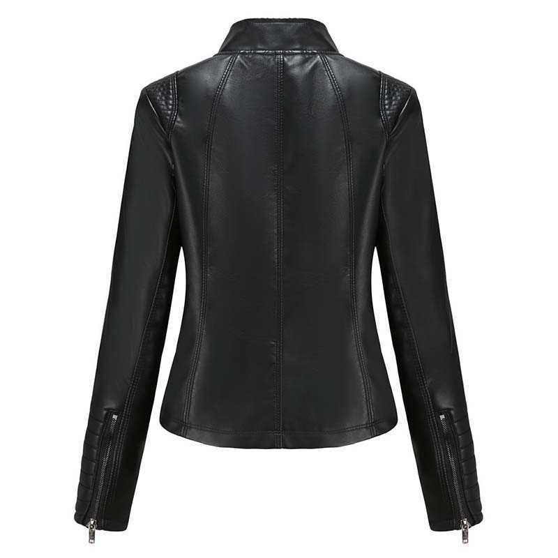 Women Faux Leather Jacket Autumn Winter Long Sleeve Plus Size Fashion Ladies Solid Zipper Biker Coat Female Casual Outwear 210603
