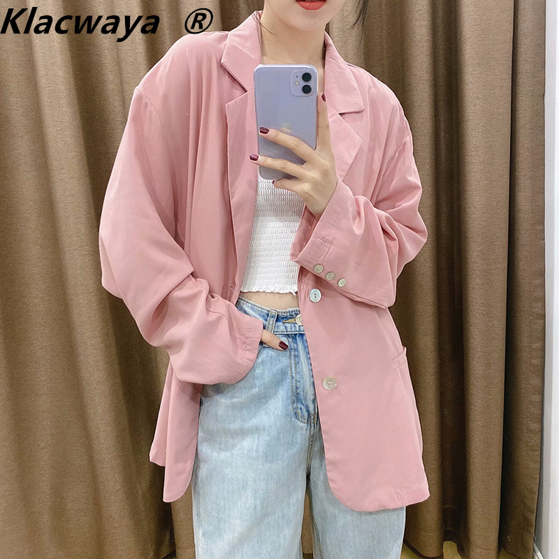 Women Spring Summer Pink Single-Breasted Long-Sleeved Loose Casual Fashion All-Match Suit Collar Shirt Jacket 210521, As shown
Women Spring Summer Pink Single-Breasted Long-Sleeved Loose Casual Fashion All-Match Suit Collar Shirt Jacket 210521, As shown