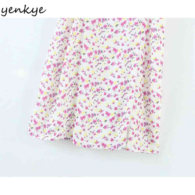 Vintage Prairie Chic Floral Print Dress Women Sexy Square Neck Short Sleeve Holiday Summer Female A-line Mini Robe 210430