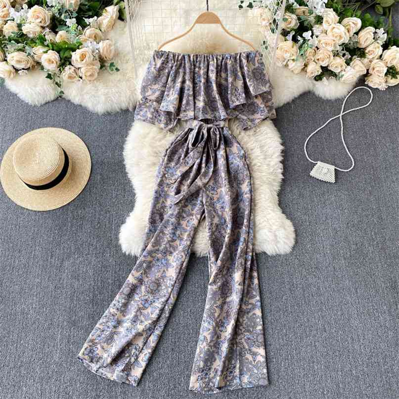Vintage Floral Print Jumpsuit Women Summer Chic Slash Neck Off Shoulder Ruffles Sash Lace-up Wide Leg Romper Beach Overalls 210603, Gray
Vintage Floral Print Jumpsuit Women Summer Chic Slash Neck Off Shoulder Ruffles Sash Lace-up Wide Leg Romper Beach Overalls 210603, Gray