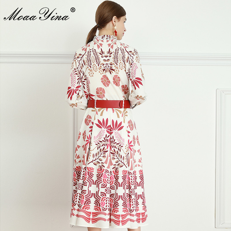 Fashion Set Spring Women's Crystal Diamond Long sleeve Blouses Tops+Belt Skirt Floral-Print Two-piece set 210524