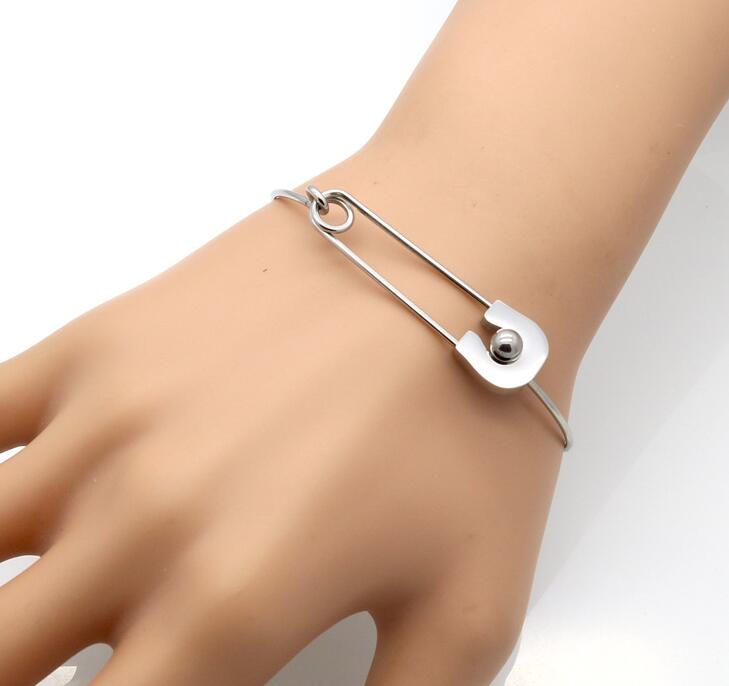 Vintage Bangle Stainless Steel Metal Plain Nautical Pin Wire Bangle Thin Gold Color Bracelet For Birthday Gift GC690