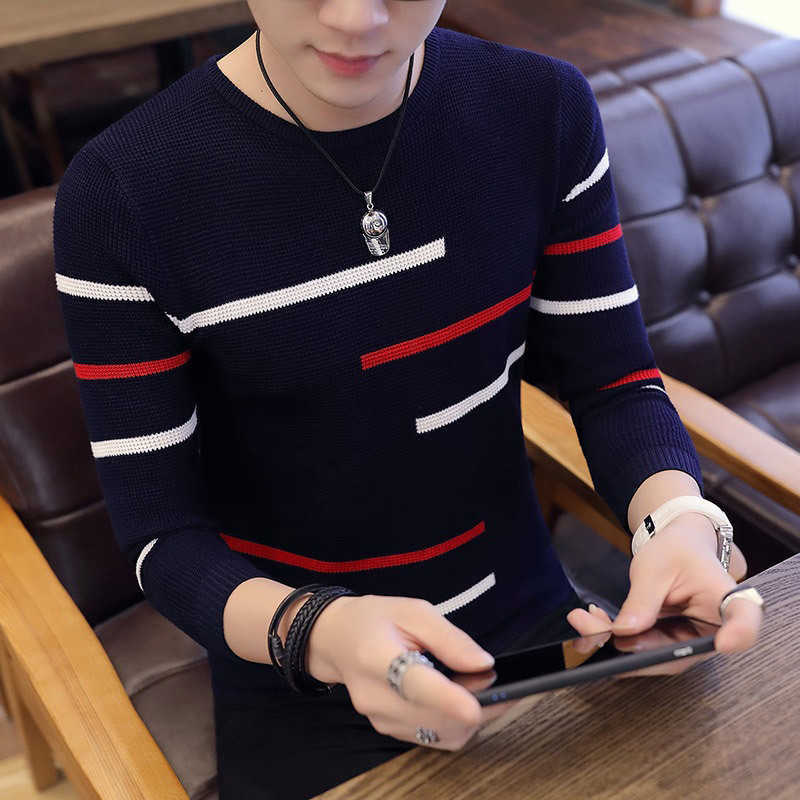 Korea Grey Sweaters And Pullovers Men Long Sleeve Knitted Sweater High Quality Winter Pullovers Homme Warm Navy Coat 3xl est 210818