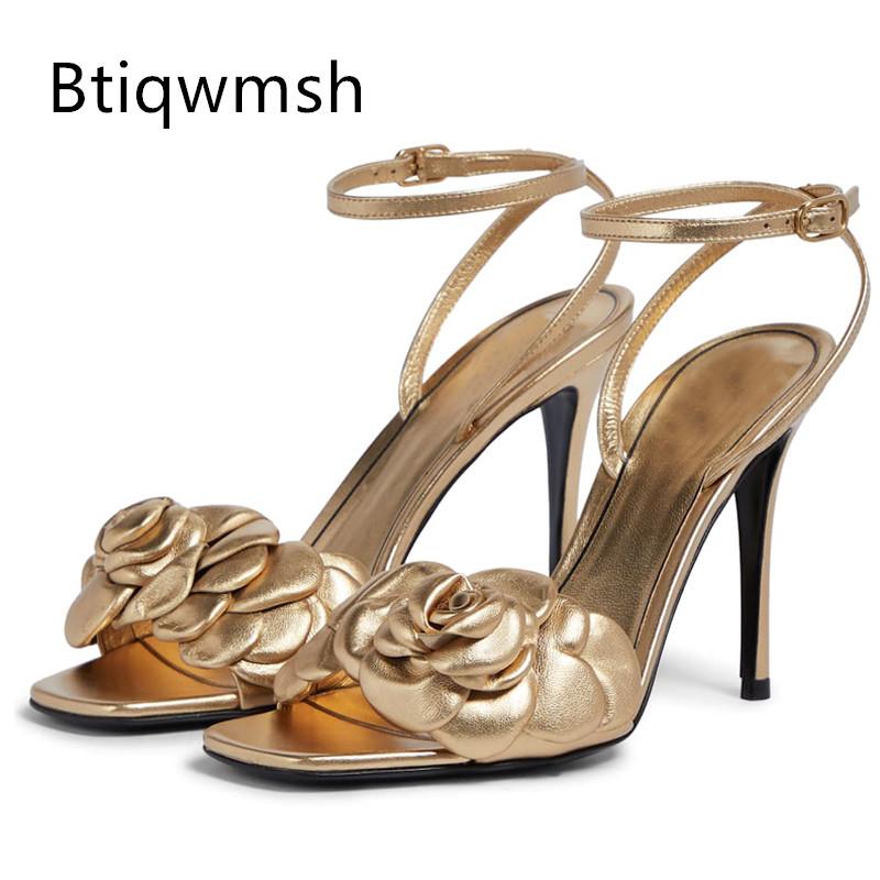 Gold Leather Flower Sandals Woman Open Toe Ankle Strap High Heels Shoes Women Sexy Party Dress, Black
Gold Leather Flower Sandals Woman Open Toe Ankle Strap High Heels Shoes Women Sexy Party Dress, Black