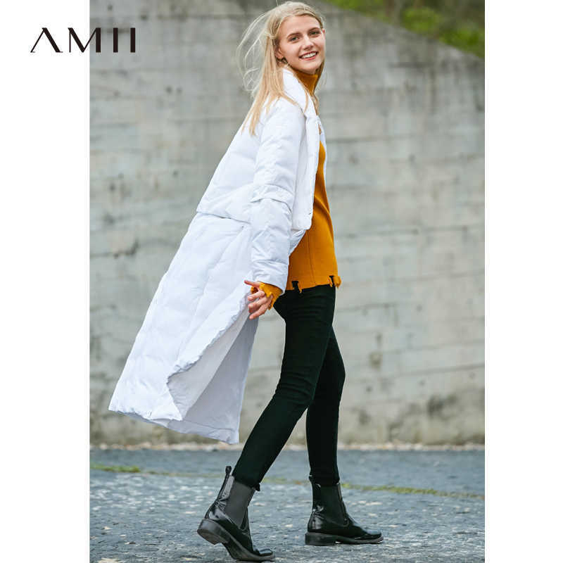 White Duck Down Jacket Winter Women Side Zipper Solid Loose Female Long Coat 11796196 210527