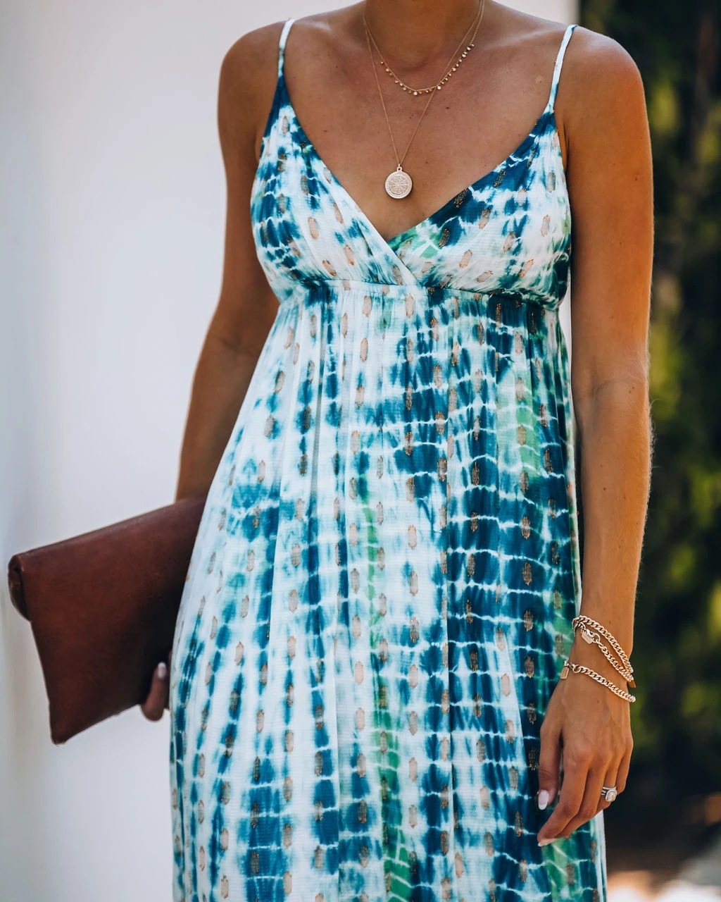 Green Bohemian Tie-dyed Bikini Cover-ups Sexy Spaghetti Strap Summer Beach Dress Cotton Tunic Women Swimsuit Cover Up A453 210420