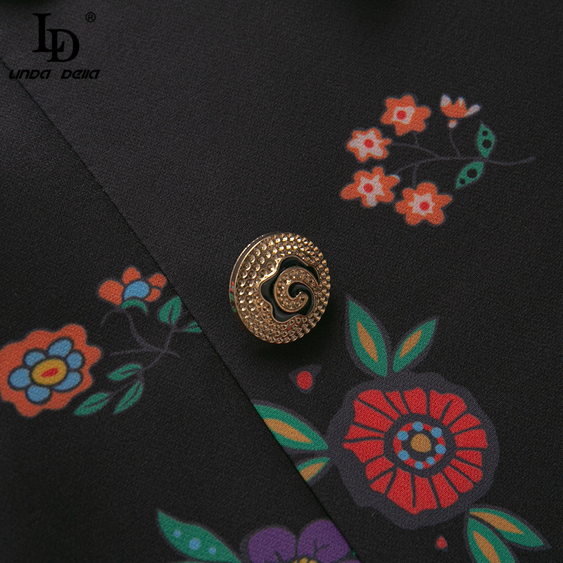 Fashion Runway Summer Mini Dress Women Elegant White Long Sleeve Floral print Ruffles Female Vintage Party 210522