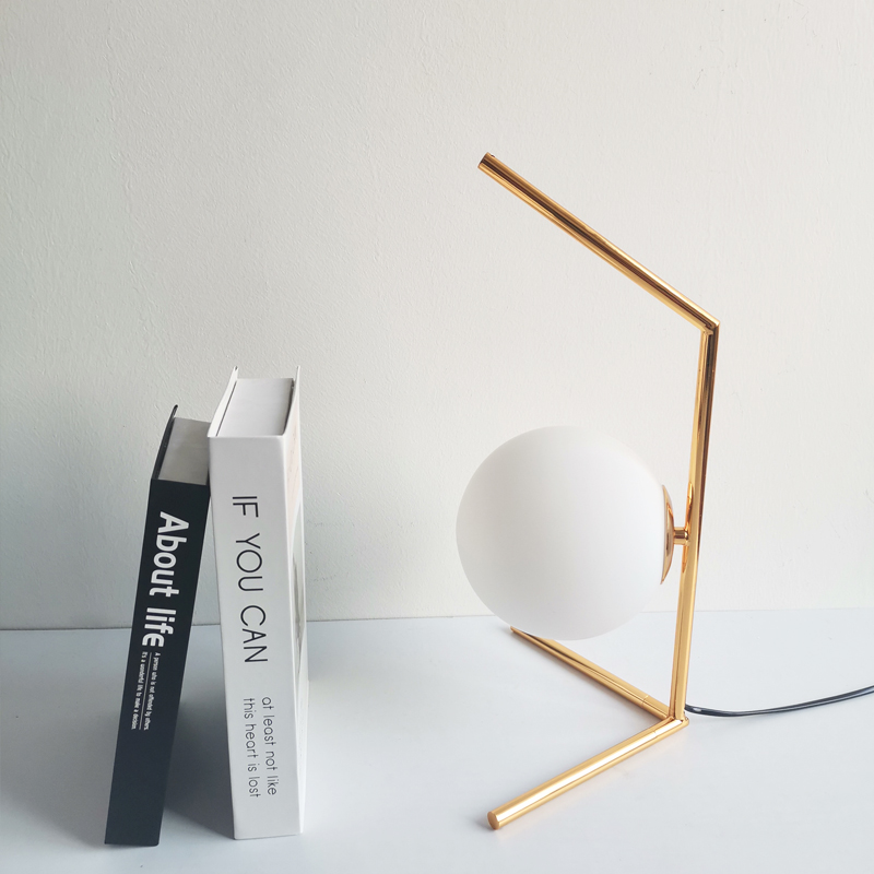 Gold Glass Bedside Table Light with LED Fixture - Perfect for Living Rooms & Bedrooms