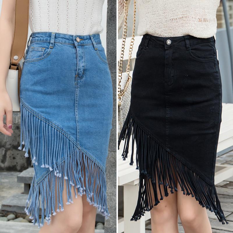 Tassel Skirt 2021 Women' Clothing Elastic Skinny Jean Skirts Blue Black Fashion Sweet Knee-Length Bag Hip
Tassel Skirt 2021 Women' Clothing Elastic Skinny Jean Skirts Blue Black Fashion Sweet Knee-Length Bag Hip