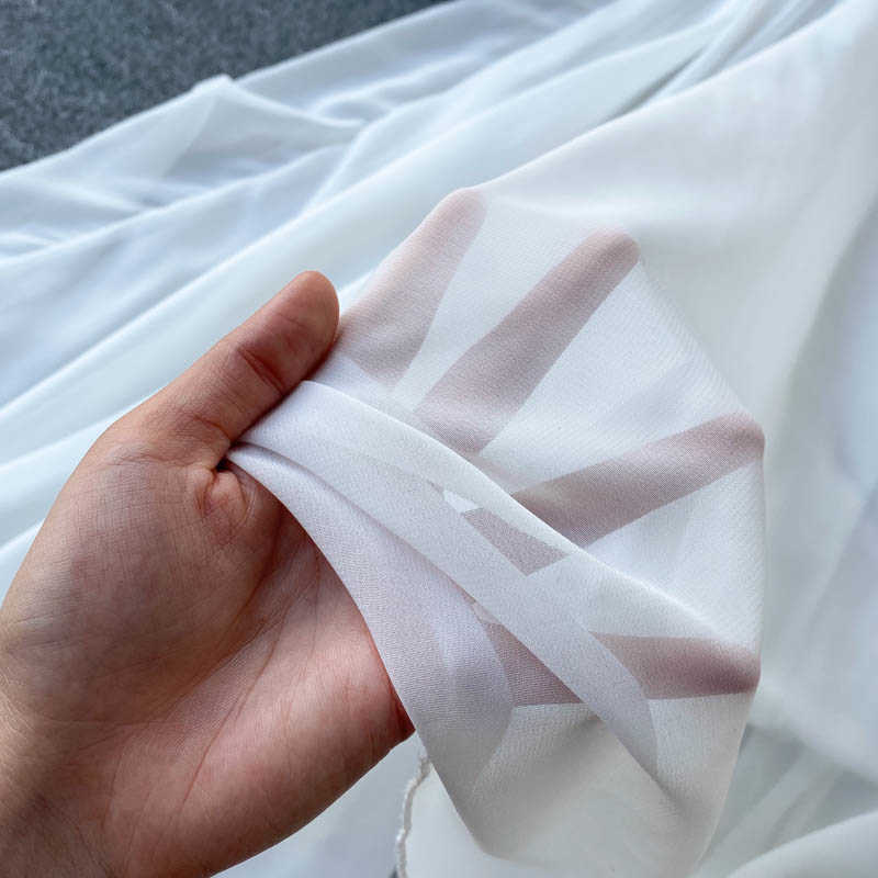 LY VAREY LIN Autumn Women Elegant Holiday Dresses Puff Sleeve Slash Neck Off Shoulder Smocked White Chiffon Dresses 210630