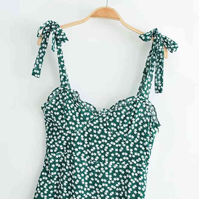 Women Floral Print Beach Dress Sexy Backless Holiday Pleated Spaghetti Strap A Line Midi Summer Vestido De Festa 210515