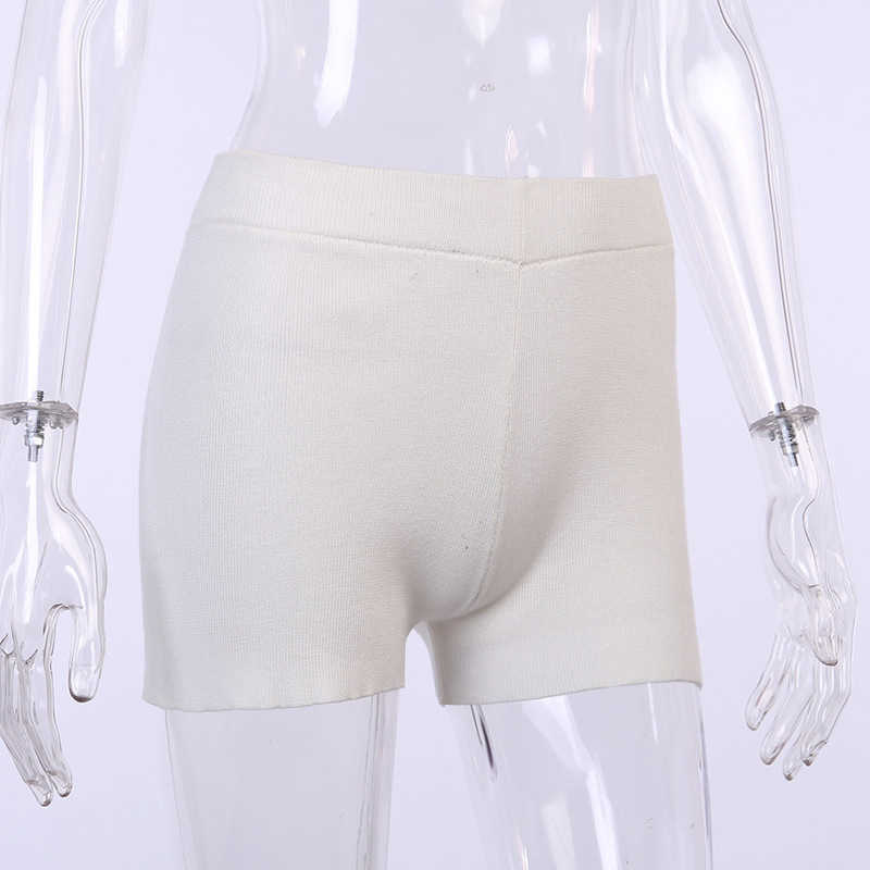 Women's Solid Bodycon Shorts Slim Sexy Women Summer Slim Black White knitting Mini Sexy 210611