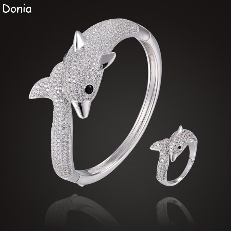 Earrings & Necklace Donia Jewelry Fashion Dolphin Copper Micro-inlaid Zircon Bracelet Set Creative Opening Ladies Ring, Silver
Earrings & Necklace Donia Jewelry Fashion Dolphin Copper Micro-inlaid Zircon Bracelet Set Creative Opening Ladies Ring, Silver